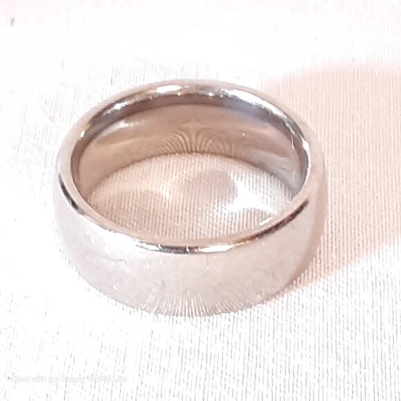 Minimalist Titanium Band Ring Chunky Silver Tone - Picture 3 of 7